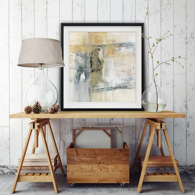 Reflections II -Custom Framed Print - blue, white, grey, yellow, green, silver, gold