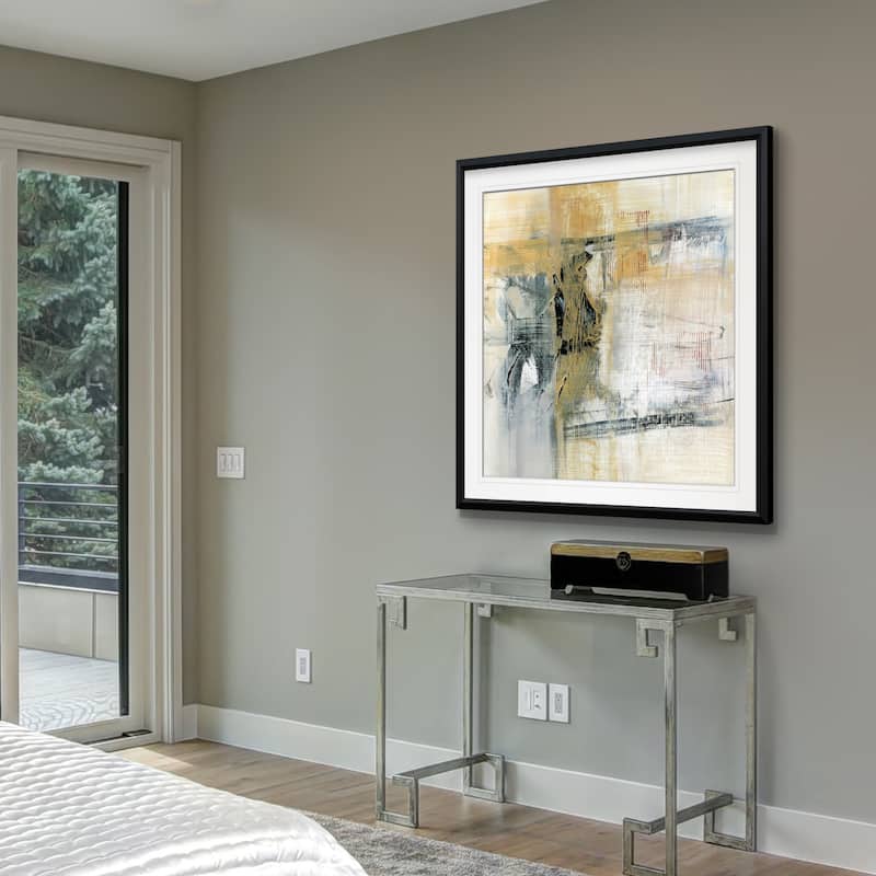 Reflections II -Custom Framed Print - blue, white, grey, yellow, green, silver, gold