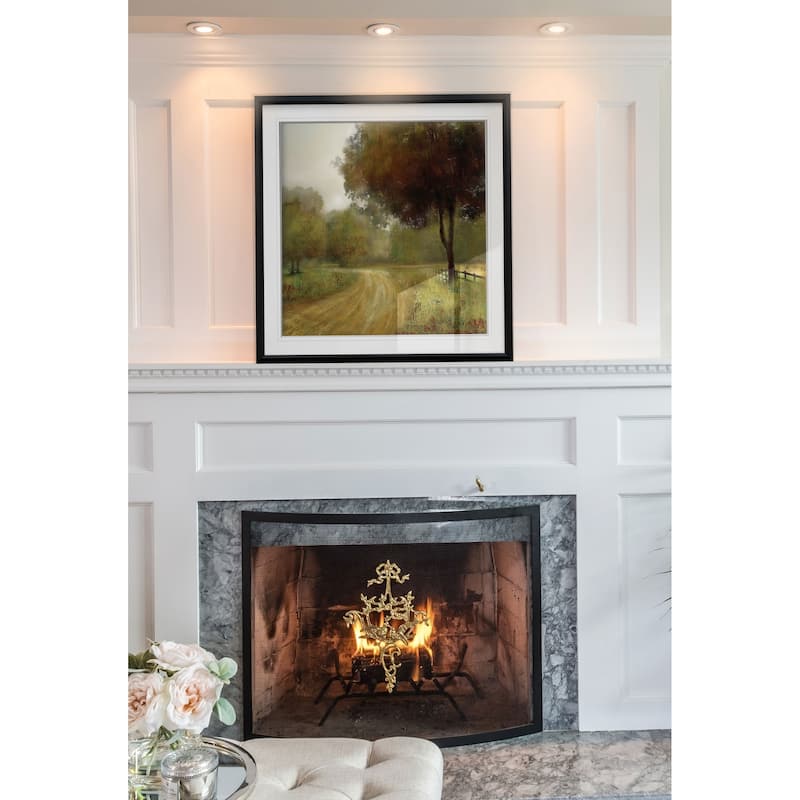 Country Road -Custom Framed Print - blue, white, grey, yellow, green, silver, gold