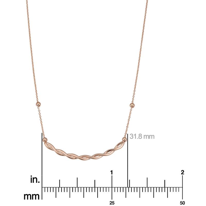 Fremada Italian 14k Yellow Gold or Rose Gold Adjustable Length Twist Curved Bar Necklace (adjusts to 17 or 18 inches)