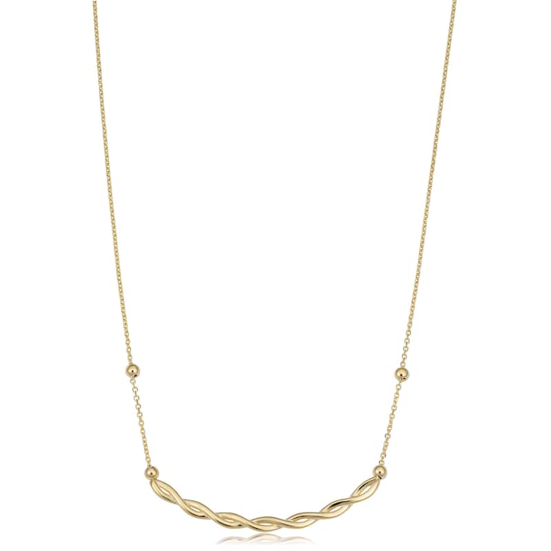 Fremada Italian 14k Yellow Gold or Rose Gold Adjustable Length Twist Curved Bar Necklace (adjusts to 17 or 18 inches) - Yellow
