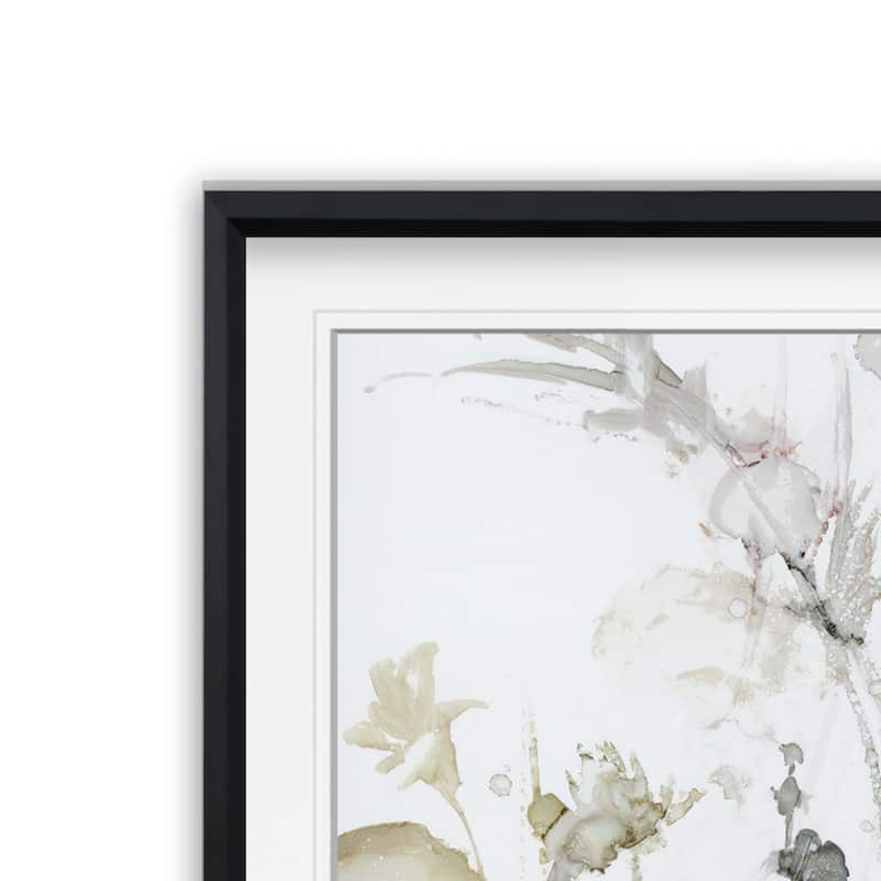 Wildflower Mist II -Custom Framed Print - blue, white, grey, yellow, green, silver, gold