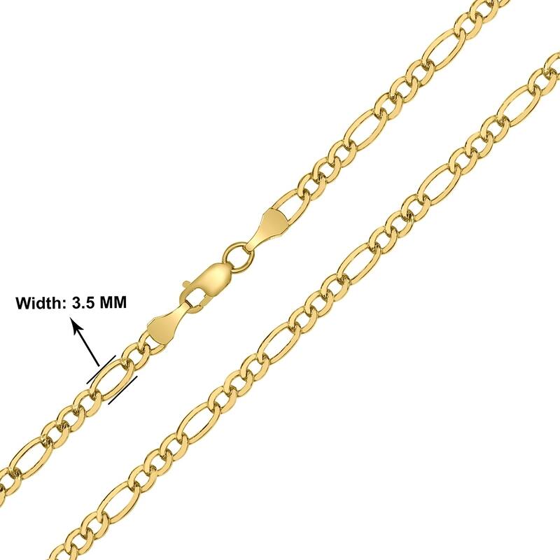14K Yellow Gold Filled 3.5mm Figaro Chain with Lobster Clasp - 24 Inch