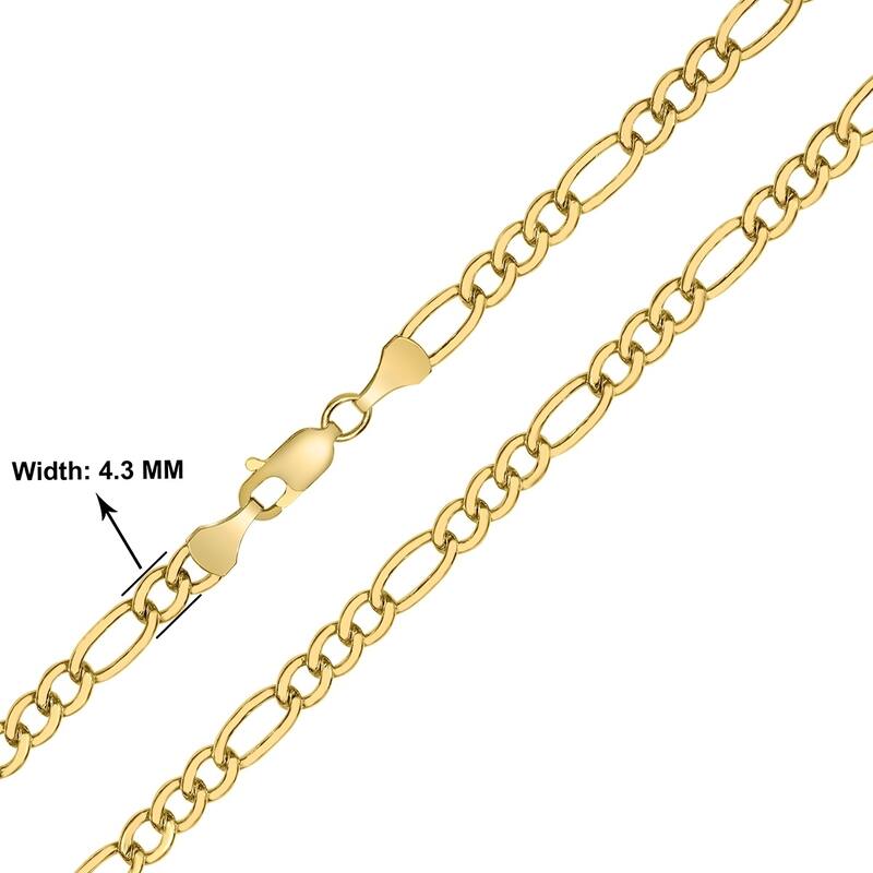 14K Yellow Gold Filled 4.3mm Figaro Chain with Lobster Clasp - 18 Inch