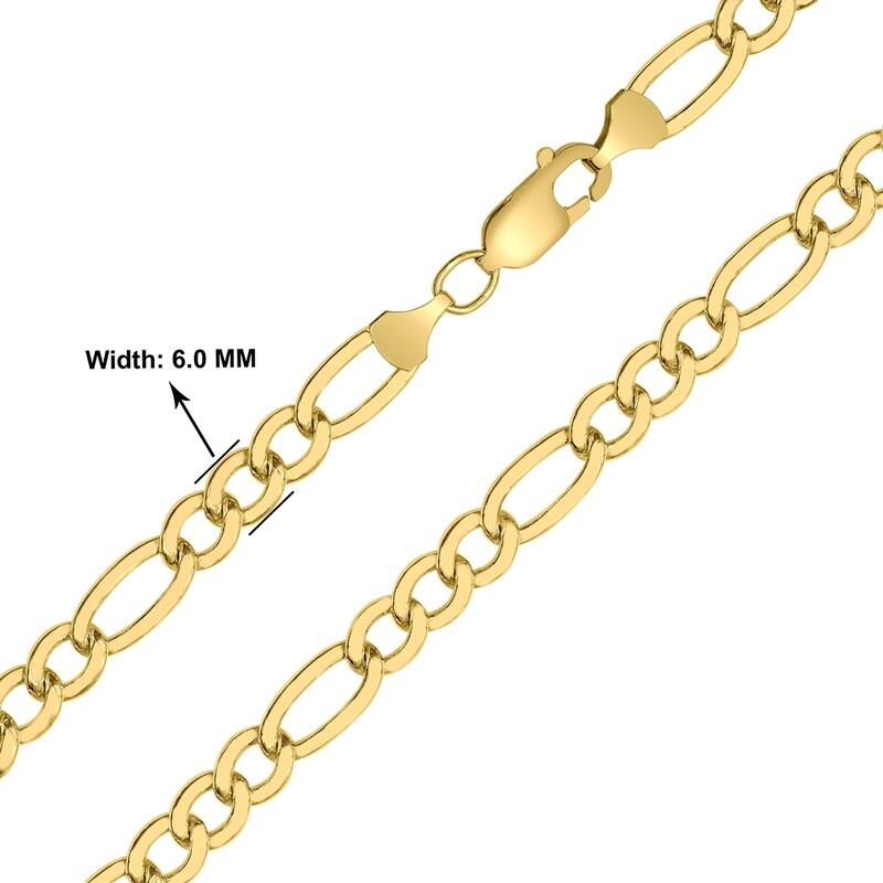 14K Yellow Gold Filled 6mm Figaro Chain with Lobster Clasp - 20 Inch