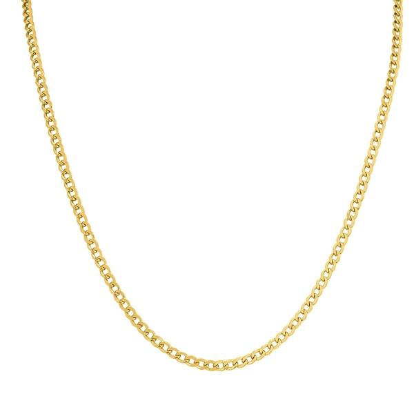 14K Yellow Gold 3mm Cuban Curb Link Chain Necklace Lobster Clasp 14K Yellow Gold 3mm Cuban Curb Link Chain Necklace Lobster Clasp