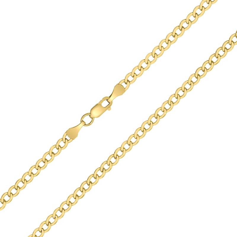 14K Yellow Gold Filled 3.3MM Curb Link Chain with Lobster Clasp - 22 INCH