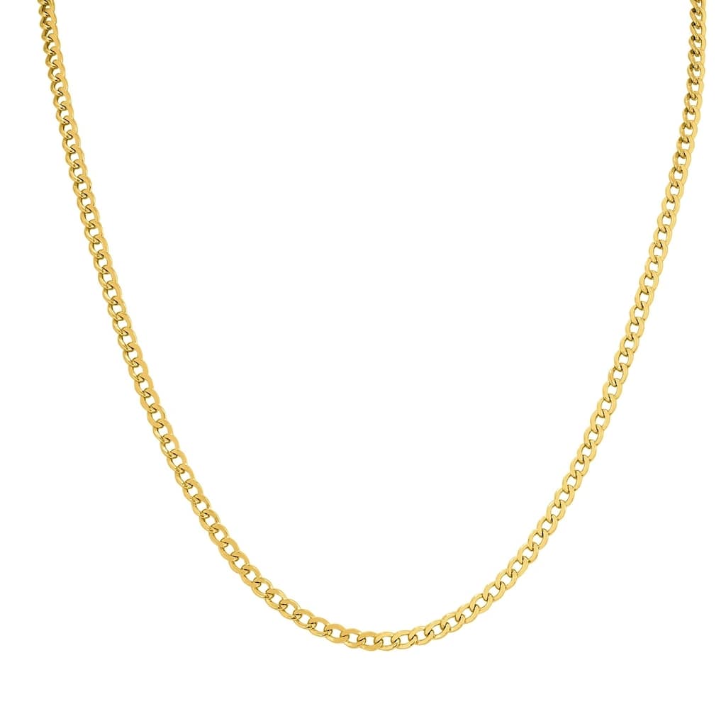 14K Yellow Gold Filled 3.3MM Curb Link Chain with Lobster Clasp - 22 INCH