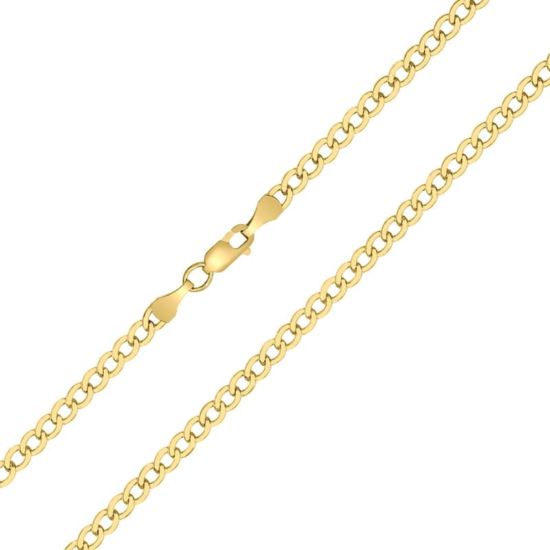 14K Yellow Gold Filled 4.1MM Curb Link Chain with Lobster Clasp - 24 Inch