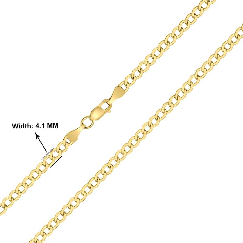14K Yellow Gold Filled 4.1MM Curb Link Chain with Lobster Clasp - 24 Inch