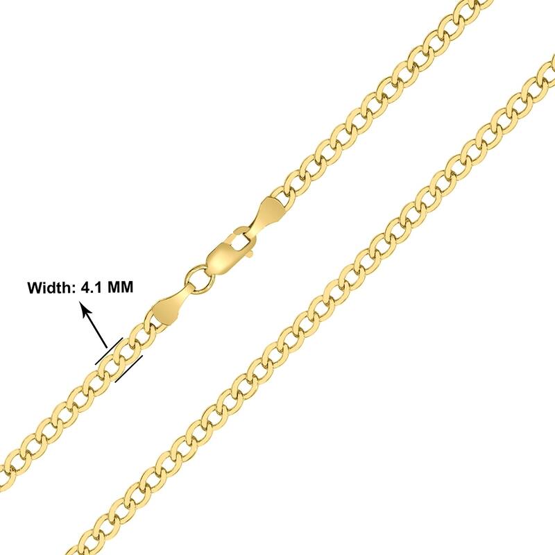 14K Yellow Gold Filled 4.1MM Curb Link Chain with Lobster Clasp - 20 Inch