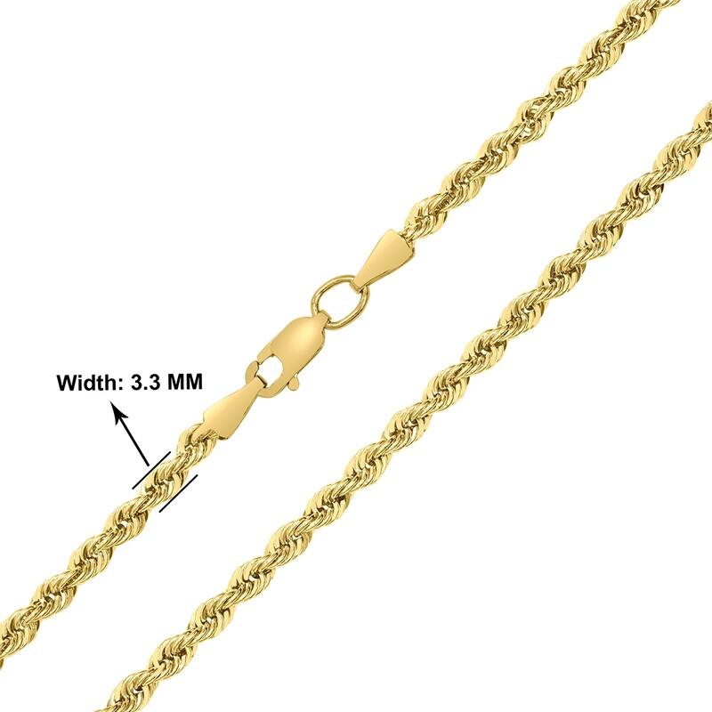14K Yellow Gold Filled 3.3MM Rope Chain with Lobster Clasp - 22 Inch
