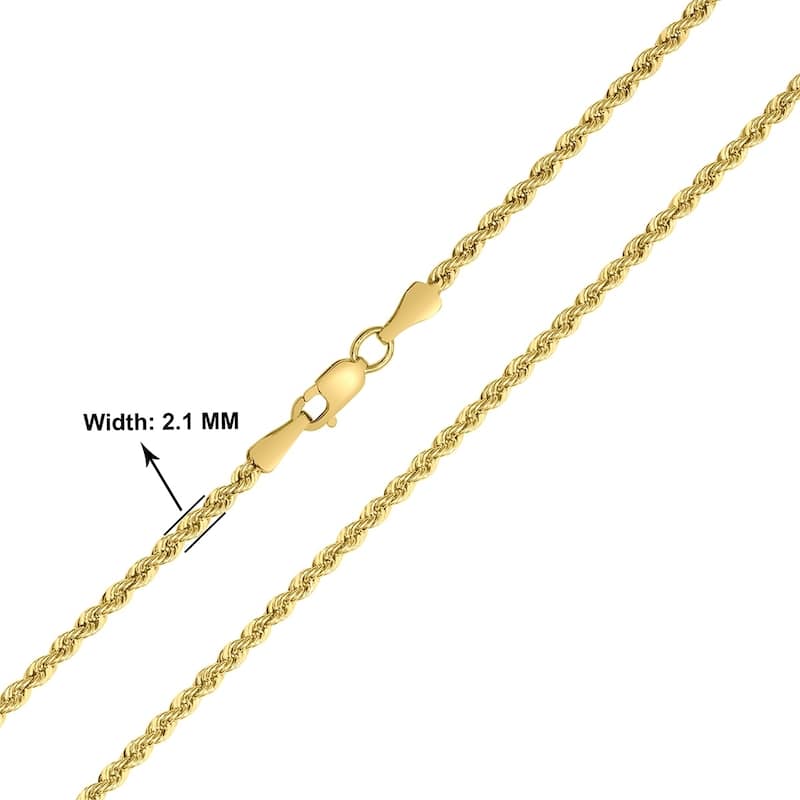 14K Yellow Gold Filled 2.1MM Rope Chain with Lobster Clasp - 18 Inch