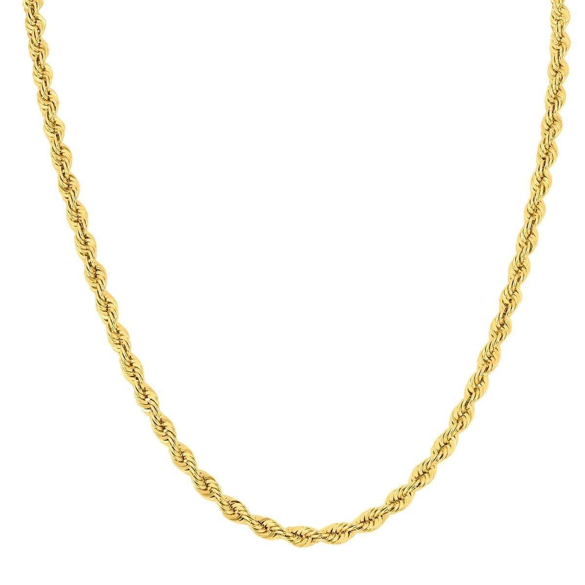 IcedTime 10K Yellow Gold 2.7mm Wide Hollow Rope Chain Necklace with Lobster Clasp