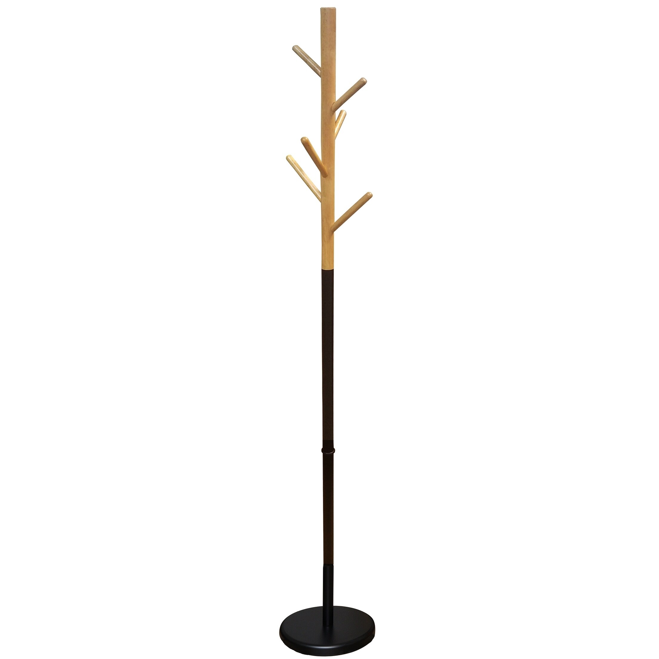 Tendance 96113237 Evideco Coat Rack Standing Hall Tree for Entryway 6 Hooks Black and Natural 69.2 H x 11.5