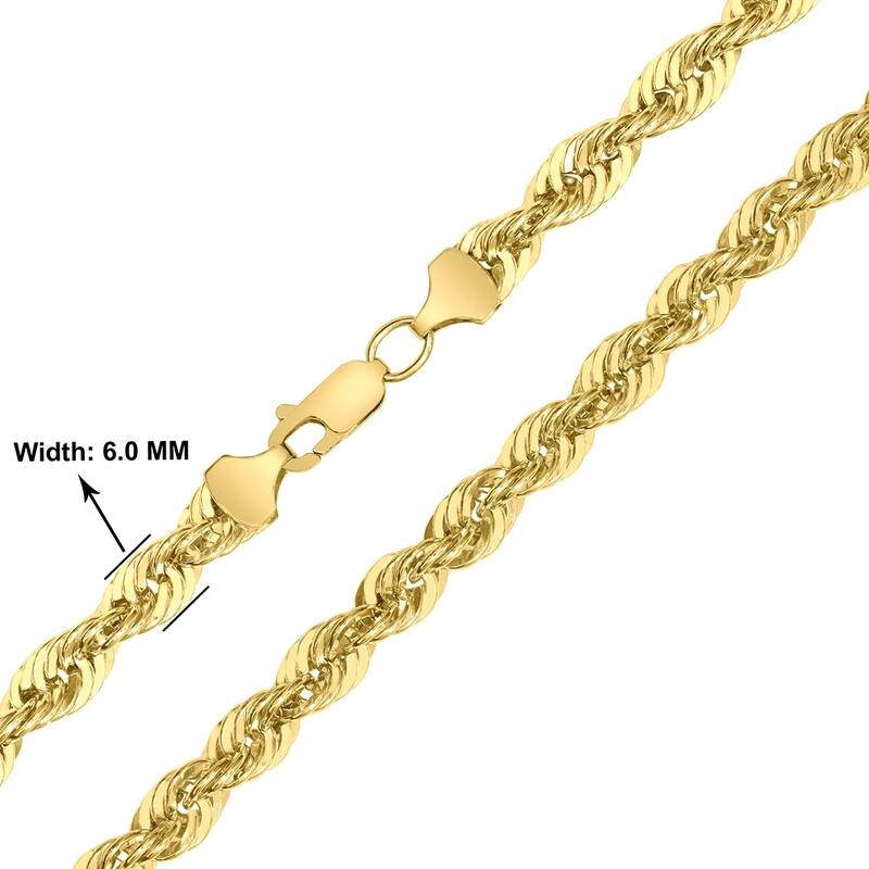 14K Yellow Gold Filled 6MM Rope Chain with Lobster Clasp - 24 Inch