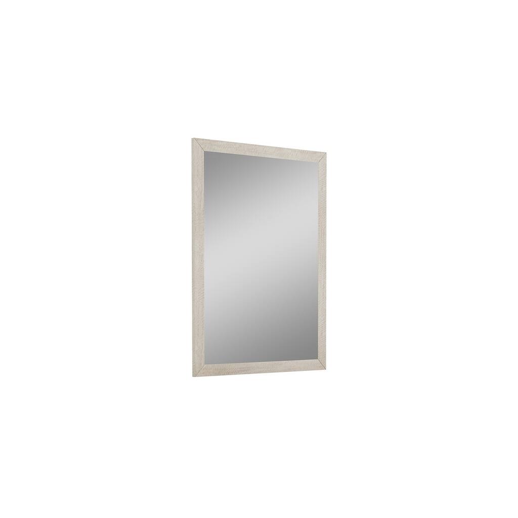 Contemporary Beige/ Maple Wood Bedroom Leaning Rectangle Wall Mirror