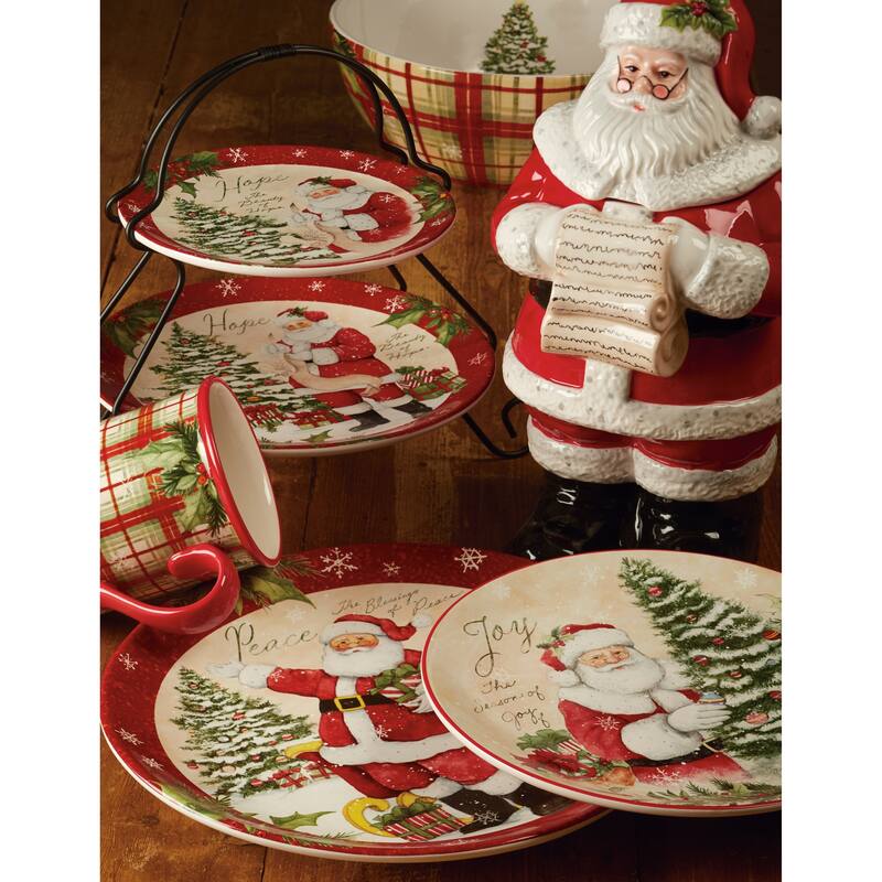 Certified International Holiday Wishes 9-inch Dessert Plate, Set of 4 Assorted Designs
