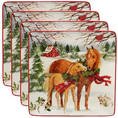 Certified International Christmas on the Farm 10.5-inch Dinner Plates, Set of 4