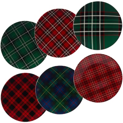 Certified International Christmas Plaid 10.75-inch Dinner Plates, Set of 6 Assorted Designs