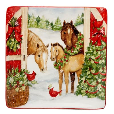 Certified International Christmas on the Farm Square Platter 12.5-inch