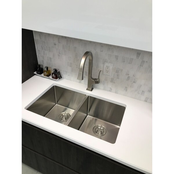 Stylish 28 In Undermount Kitchen Sink Double Bowl With Grids Stylish 28 In Undermount Kitchen Sink Double Bowl With Grids And Cutting Board 16 Gauge