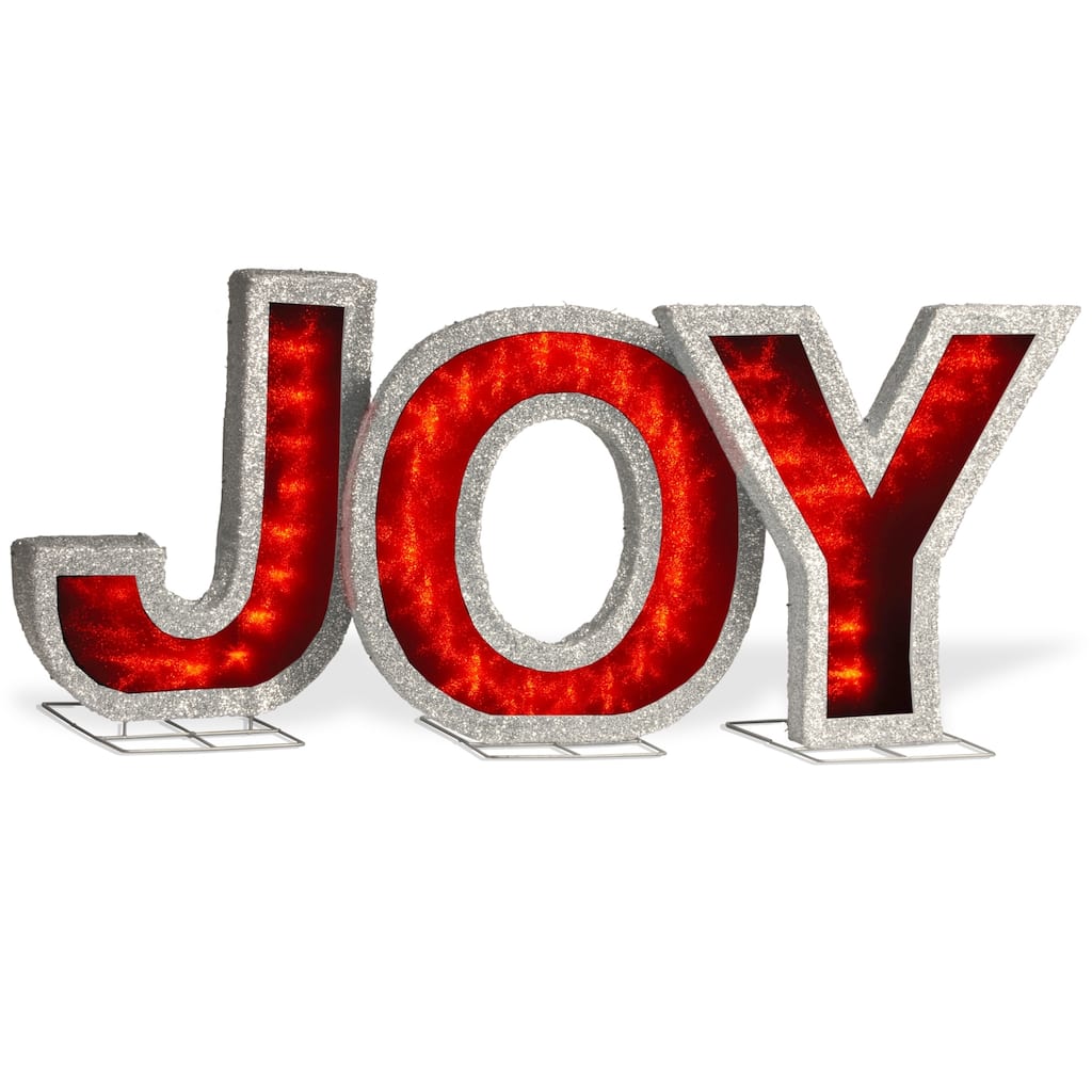 National Tree Company Pre-Lit 'JOY' Decoration - Red - 18 in