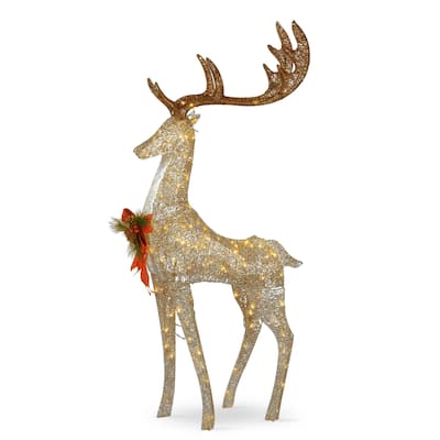 55" Pre-lit Crystal Champagne Standing Buck - brown - 55