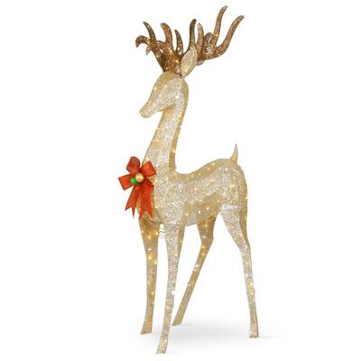 National Tree Company 74 in. Pre-lit Crystal Champagne Standing Buck