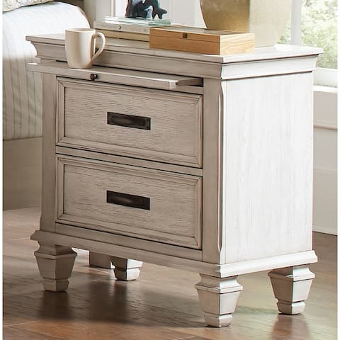 Franco Antique White 2-drawer Nightstand with Tray