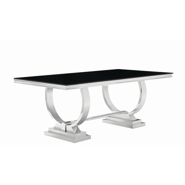 Antoine Hollywood Glam Silver Dining Table - Black