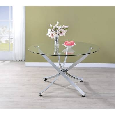 Coaster Furniture Beckham Chrome and Clear Round Dining Table