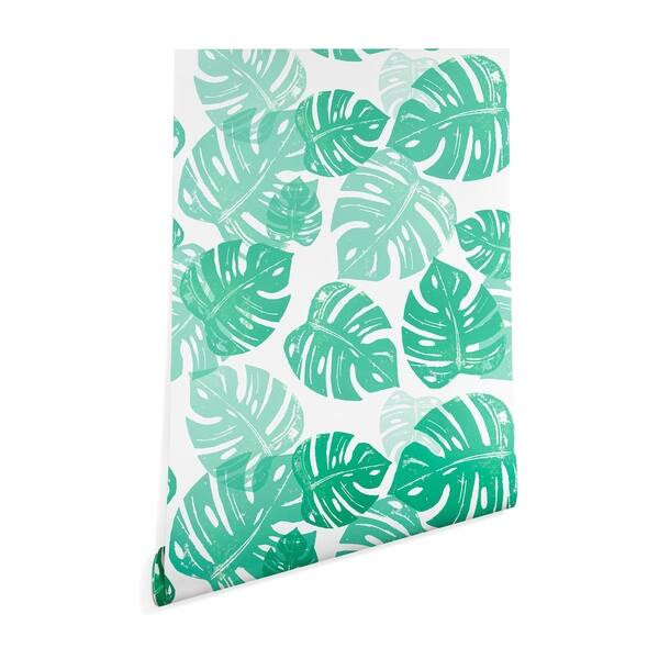 Bianca Green Linocut Monstera Wallpaper - Bed Bath & Beyond - 22579512