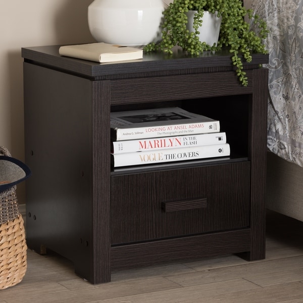 Contemporary Wenge Brown 1 Drawer Nightstand by Baxton Studio On