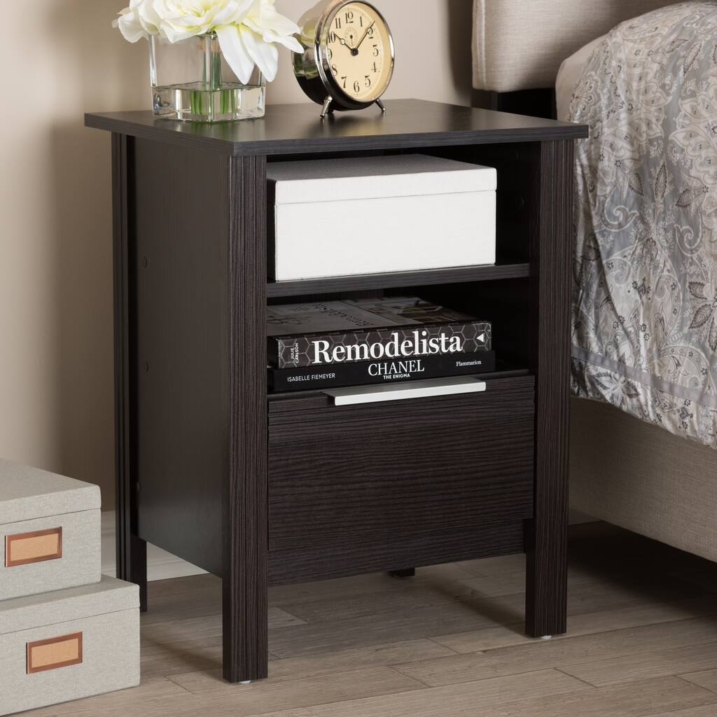 Contemporary Wenge Brown 1-Drawer Nightstand by Baxton Studio