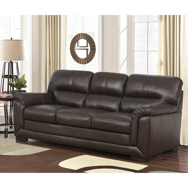 Abbyson Wade Brown Leather Sofa Free Shipping Today Abbyson Wade Brown Leather Sofa