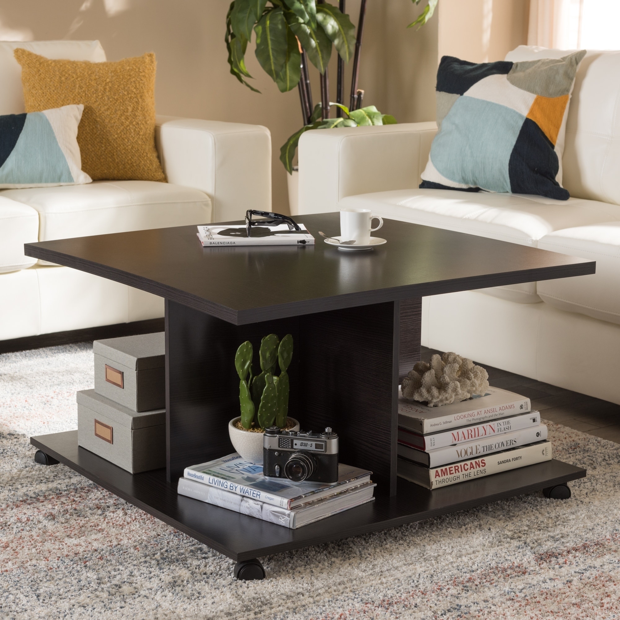 Contemporary Dark Brown Coffee Table by Baxton Studio On Sale