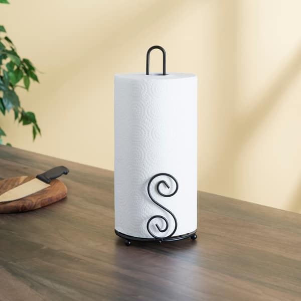 Home Basics Scroll Collection Black Steel Paper Towel Holder - Bed Bath