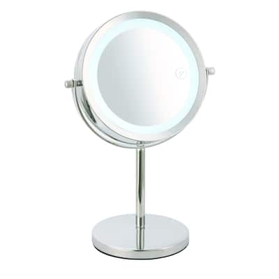 Home Basics Chrome Cosmetic Mirror and LED Light