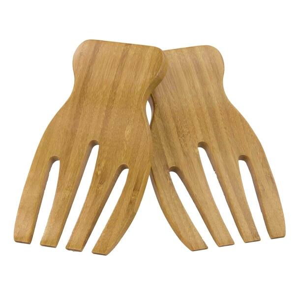 2 pcs bamboo salad tools set