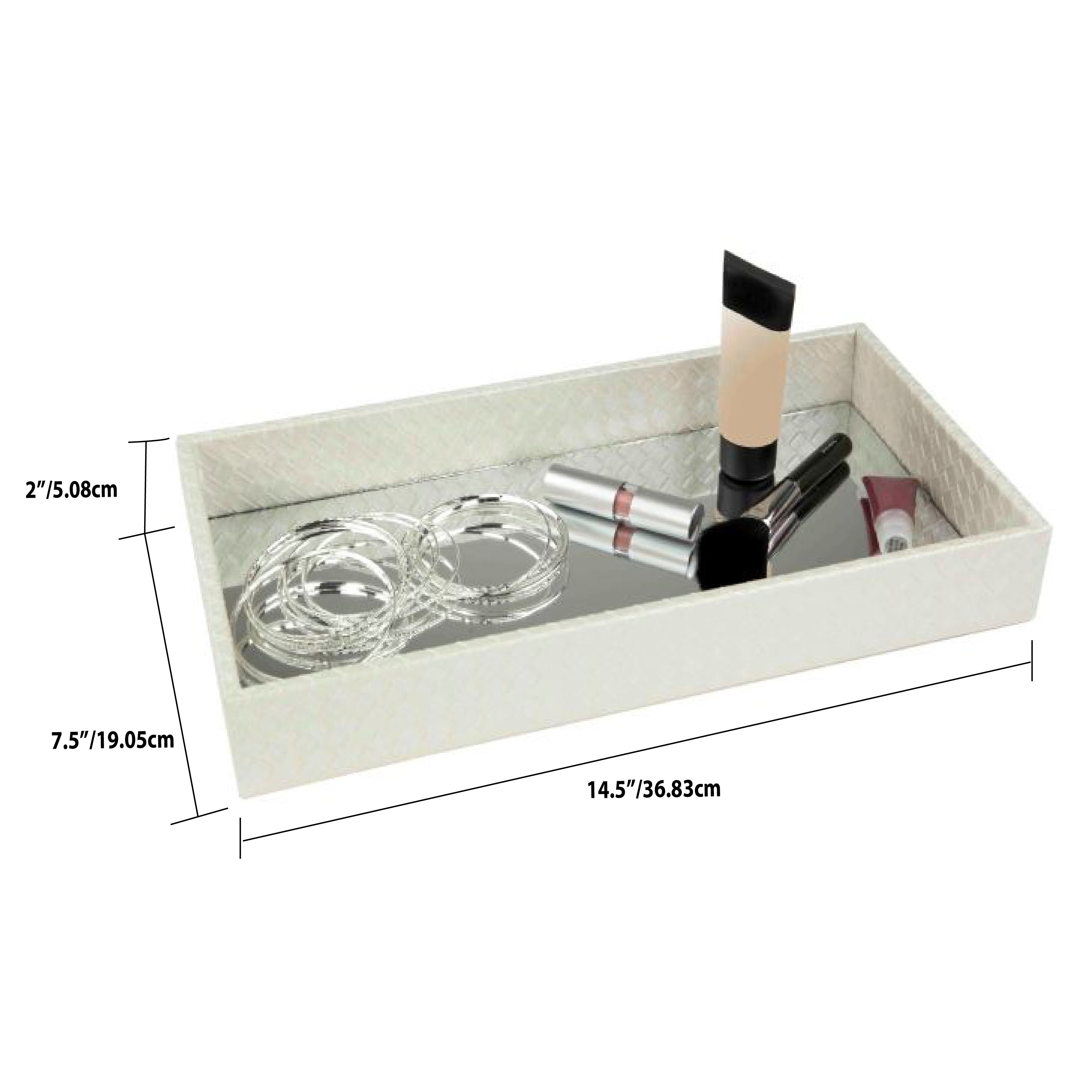 Shop Home Basics White Leather Vanity Tray Overstock 22580261