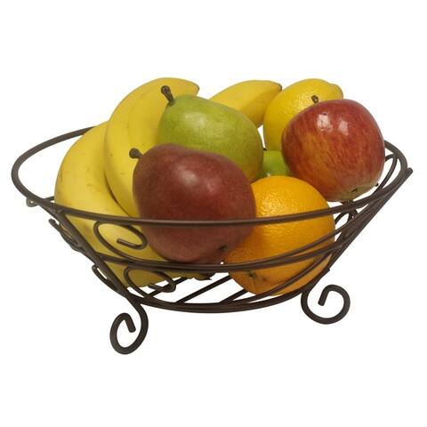Home Basics Scroll Bronze Steel Fruit Basket