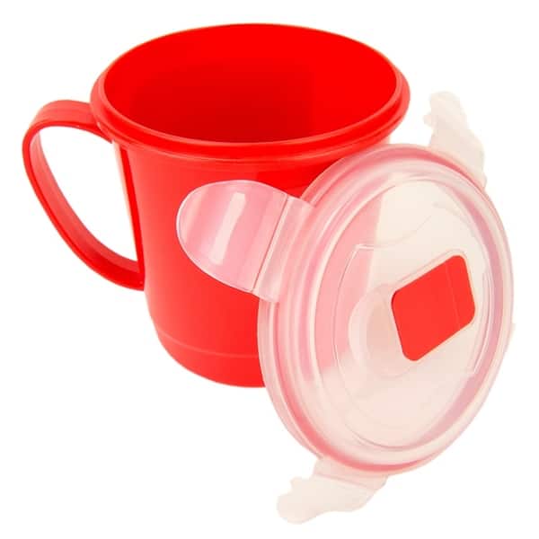 Home Basics Red And Clear 24oz Plastic Microwaveable Soup Clear 24oz Plastic Microwaveable Soup