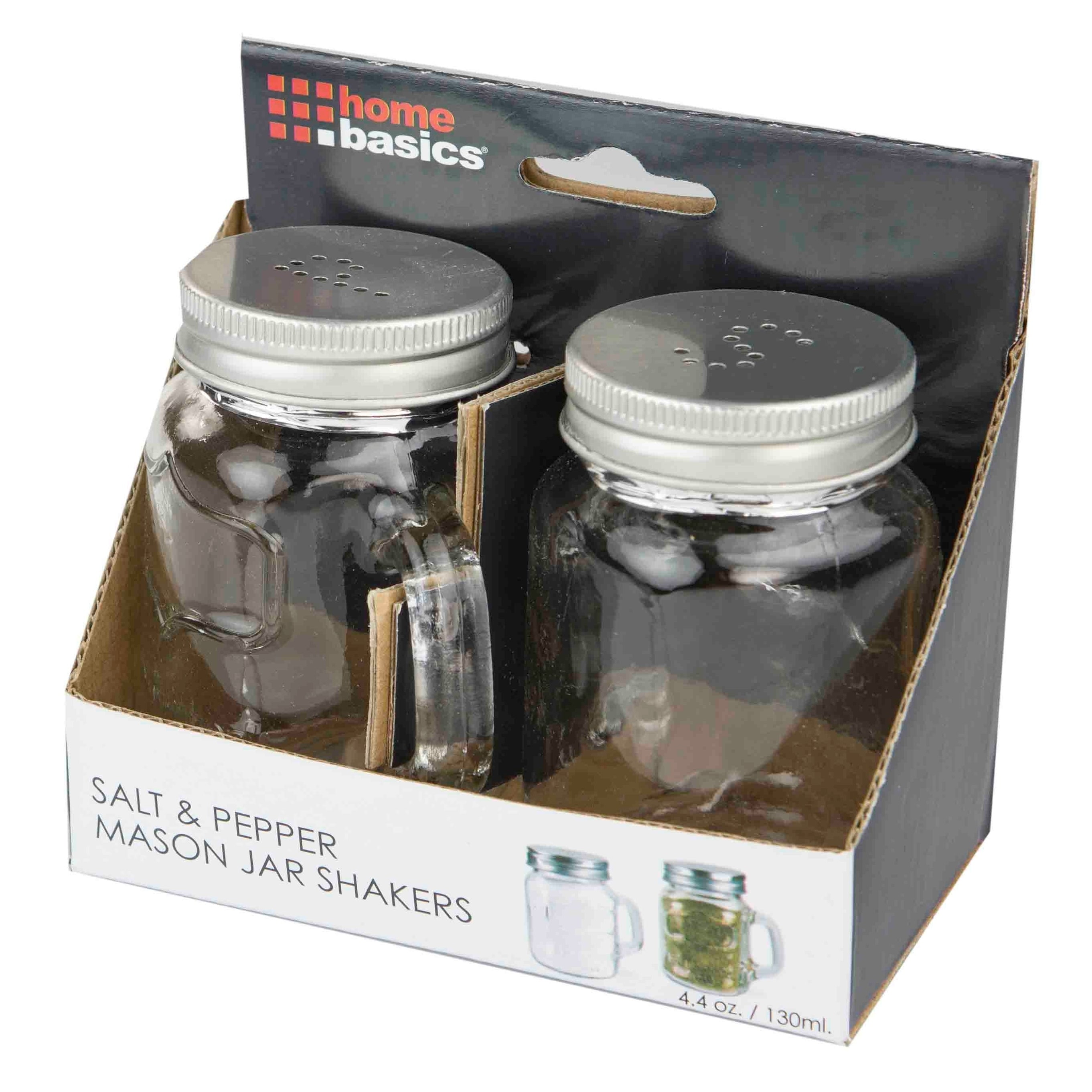 Mud Pie Fresh Jar Salt and Pepper Caddy Set Silver