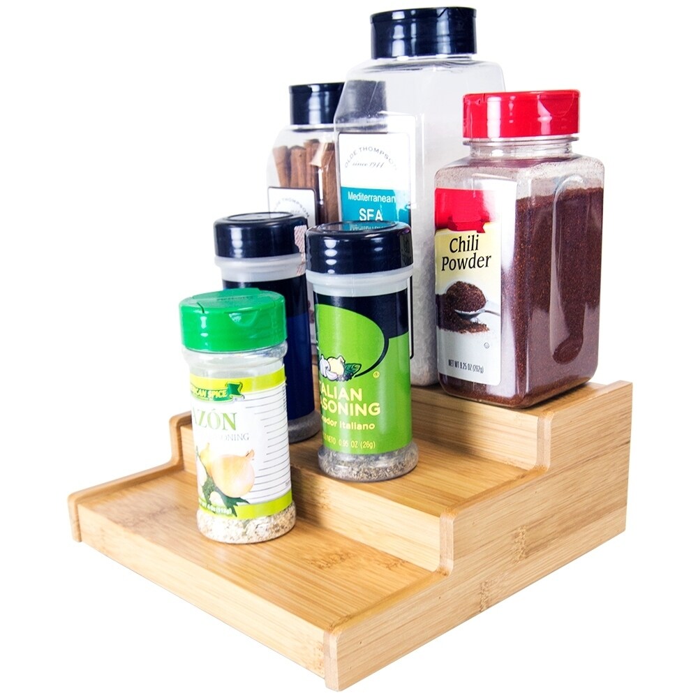 Home Basics 3 Tier Bamboo Spice Rack, Natural