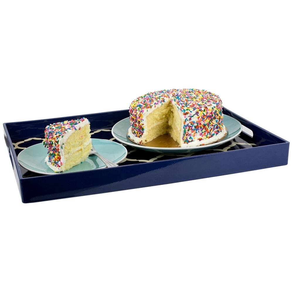 Home Basics Lattice Navy Serving Tray