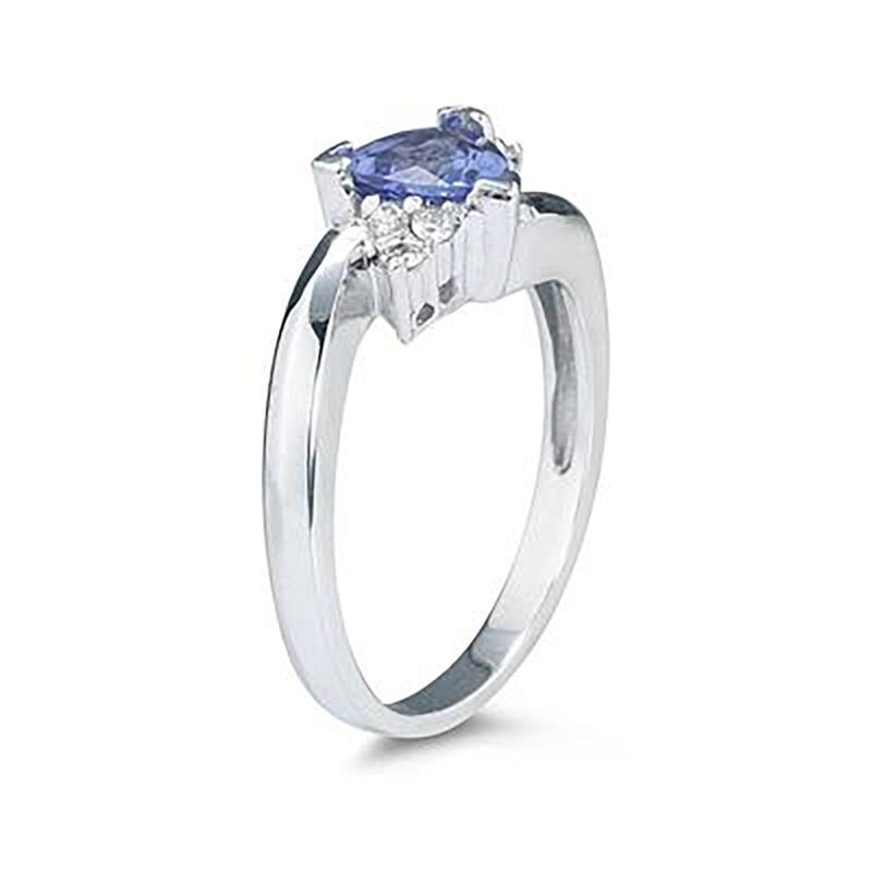 3/4 Carat Trillion Cut Tanzanite and Diamond Ring in 14K White Gold