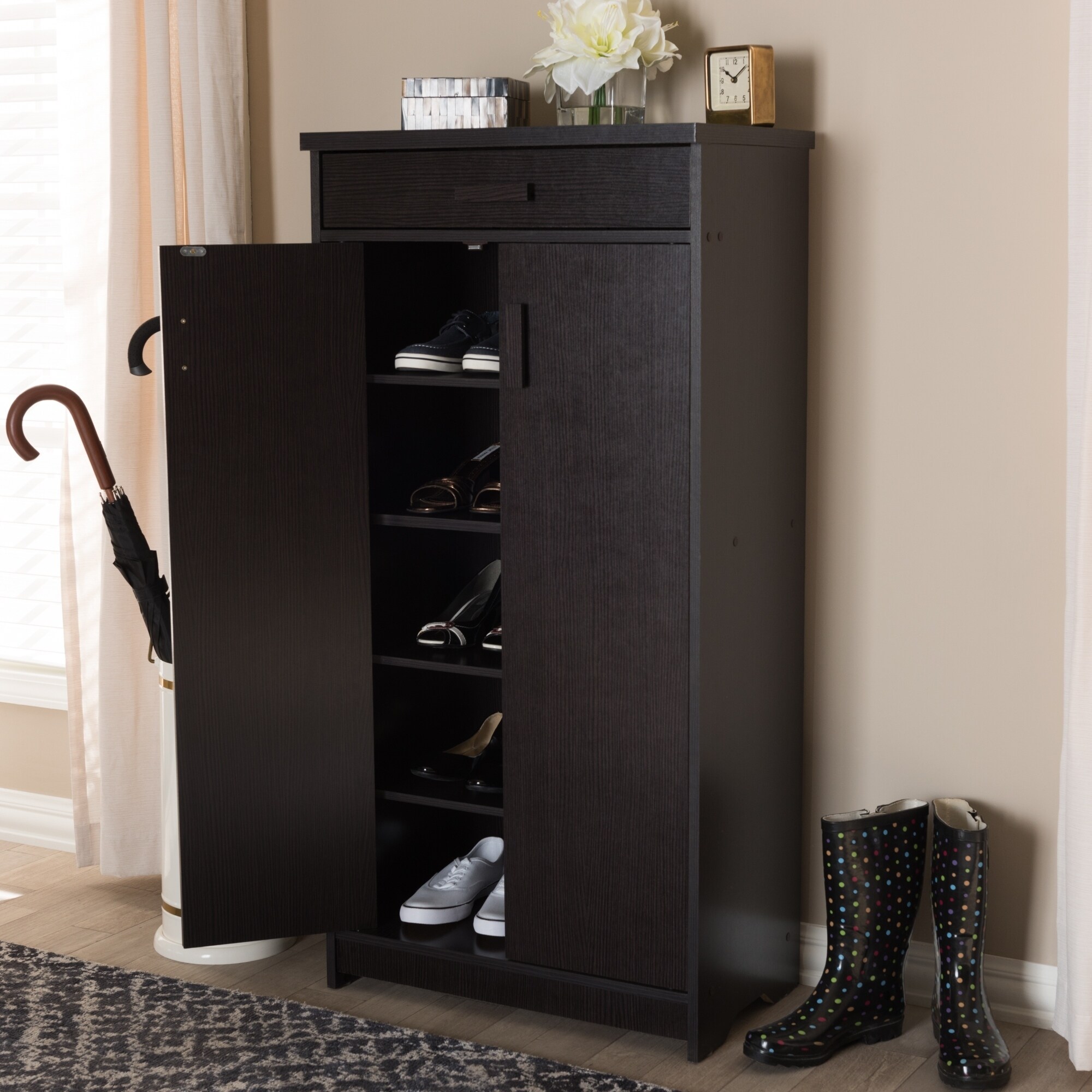 Dark Brown Modern Shoe Cabinet