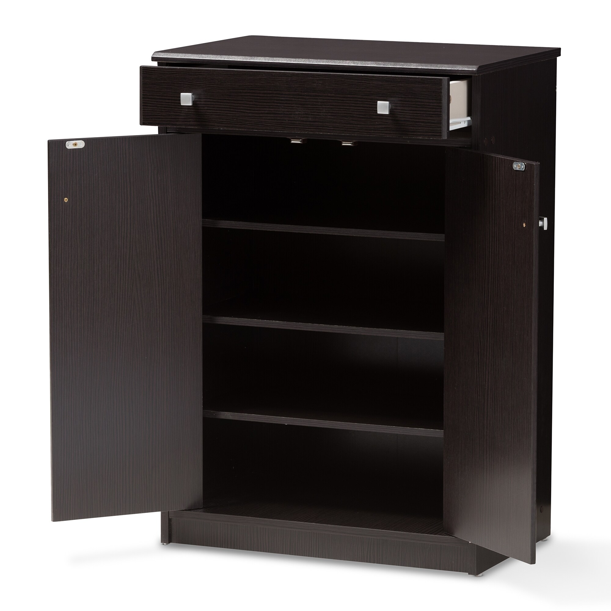 Baxton Studio Marine Modern and Contemporary Wenge Dark Brown Finished  2-Door Wood Entryway Shoe Storage Cabinet 