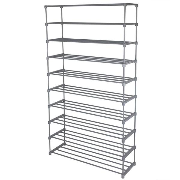 Shop Home Basics 10 Tier 50 Pair Multi Purpose Plastic And Metal Shoe Rack Overstock 22580657